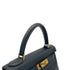 HERMES KELLY 28 RETOURNE BLUE INDIGO COUCHEVEL HAND SHOULDER BAG 1994 CIRCLE X GOLD HARDWARE 90311963