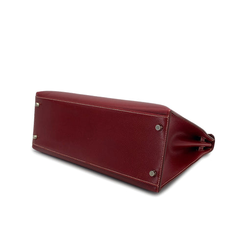 HERMES KELLY 35 SELLIER ROUGE H LISSE HAND BAG 2001 SQUARE E GOLD HARDWARE 90312520
