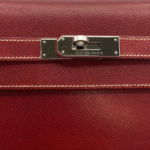 HERMES KELLY 35 SELLIER ROUGE H LISSE HAND BAG 2001 SQUARE E GOLD HARDWARE 90312520