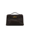 HERMES KELLY POCHETTE SELLIER EBENE EVERGRAIN HAND BAG 2005 SQUARE I GOLD HARDWARE 90312515