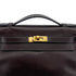 HERMES KELLY POCHETTE SELLIER EBENE EVERGRAIN HAND BAG 2005 SQUARE I GOLD HARDWARE 90312515