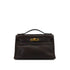 HERMES KELLY POCHETTE SELLIER EBENE EVERGRAIN HAND BAG 2005 SQUARE I GOLD HARDWARE 90312515