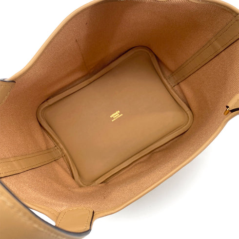 HERMES PICOTIN LOCK 18 PM CARGO POCKET CHAI TOILE H VEAU SWIFT 2022 U GOLD HARDWARE 90312621