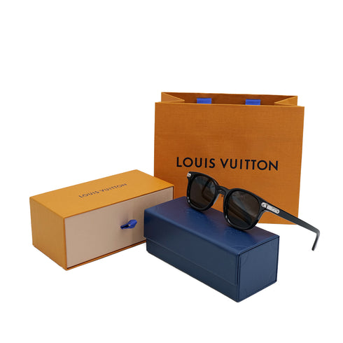 LOUIS VUITTON LV SIGNATURE SQUARE ROUND SUNGLASSES BLACK Z2381U 90311962