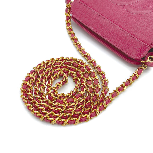 VINTAGE CHANEL BIG COCO CHAIN SHOULDER BAG PINK CAVIAR SKIN GOLD HARDWARE 90311895
