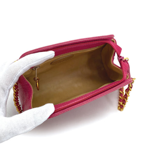 VINTAGE CHANEL BIG COCO CHAIN SHOULDER BAG PINK CAVIAR SKIN GOLD HARDWARE 90311895