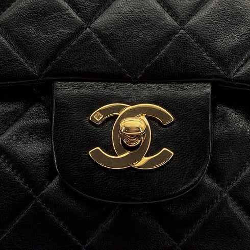 VINTAGE CHANEL CLASSIC FLAP MEDIUM CHAIN SHOULDER BAG BLACK LAMB SKIN GOLD HARDWARE 90311890