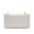 VINTAGE CHANEL FULL FLAP CHAIN SHOULDER BAG WHITE LAMB SKIN GOLD HARDWARE 90311832