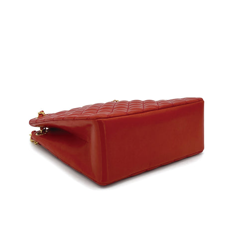 VINTAGE CHANEL MATELASSE CHAIN SHOULDER BAG RED LAMB SKIN GOLD HARDWARE 90311877