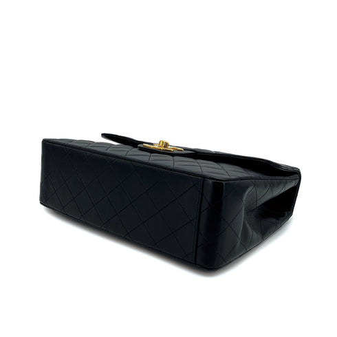 VINTAGE CHANEL MAXI MATELASSE 34 CHAIN SHOULDER BAG BLACK LAMB SKIN GOLD HARDWARE 90311893