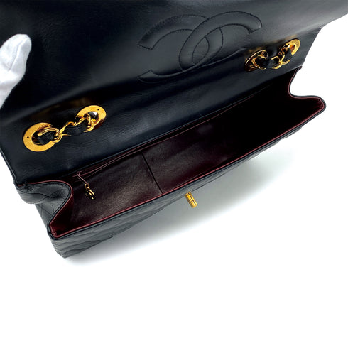 VINTAGE CHANEL MAXI MATELASSE 34 CHAIN SHOULDER BAG BLACK LAMB SKIN GOLD HARDWARE 90311893