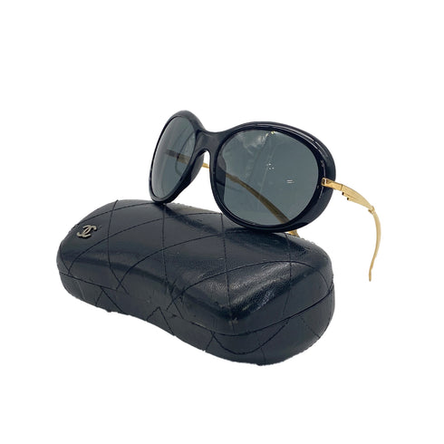 VINTAGE CHANEL SUNGLASSES COCOMARK BLACK GOLD EYEWEAR 90311847