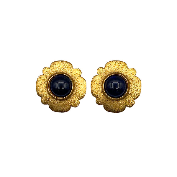 VINTAGE CHANEL EARRINGS FLOWER COLOR STONE GOLD ACCESSORY 25 90312558