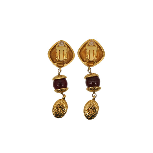 VINTAGE CHANEL EARRINGS MADEMOISELLE LOGO GOLD ACCESSORY 90313290