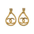 VINTAGE CHANEL EARRINGS TEARDROP SWING COCOMARK LOGO GOLD ACCESSORY 96P 90313301