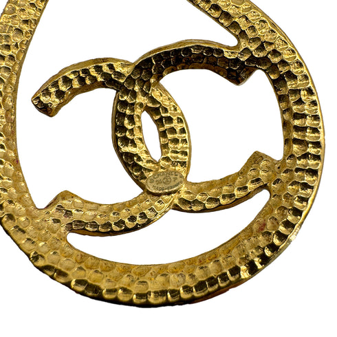 VINTAGE CHANEL EARRINGS TEARDROP SWING COCOMARK LOGO GOLD ACCESSORY 96P 90313301