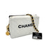 VINTAGE CHANEL MATELASSE LOGO CHAIN SHOULDER BAG WHITE BLACK LAMB SKIN GOLD HARDWARE 90312604