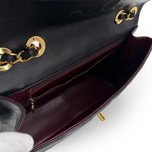 VINTAGE CHANEL MAXI MATELASSE 34 CHAIN SHOULDER BAG BLACK LAMB SKIN GOLD HARDWARE 90311888