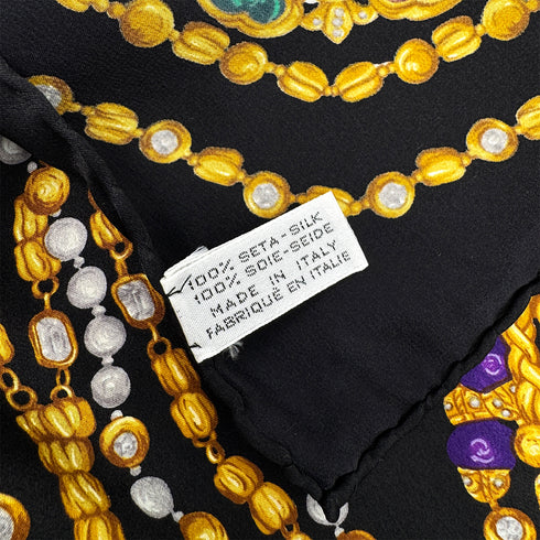 VINTAGE CHANEL SCARF GRIPOA BIJOU PATTERN BLACK SILK 90313364