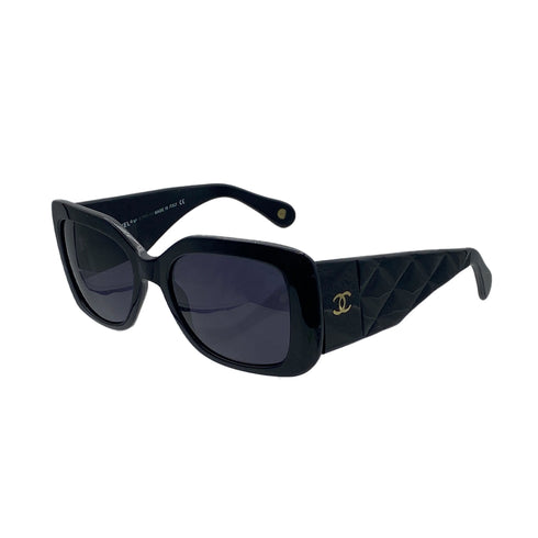 VINTAGE CHANEL SUNGLASSES COCOMARK MATELASSE BLACK EYEWEAR 90312685
