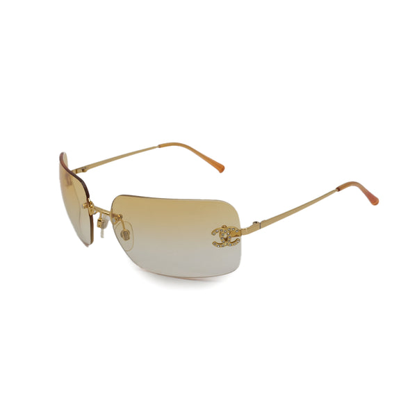 VINTAGE CHANEL SUNGLASSES COCOMARK RHINESTONE ORANGE EYEWEAR 90313360
