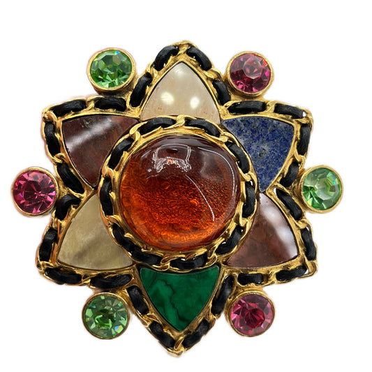 CHANEL VINTAGE BROOCH COLOR STONE ACCESSORY 95A 90198469