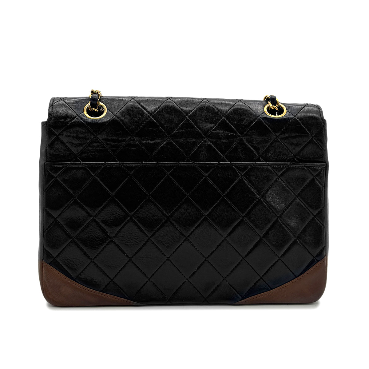 CHANEL VINTAGE MATELASSE CHAIN SHOULDER BAG BY COLOR BLACK BROWN LAMB SKIN 90158832