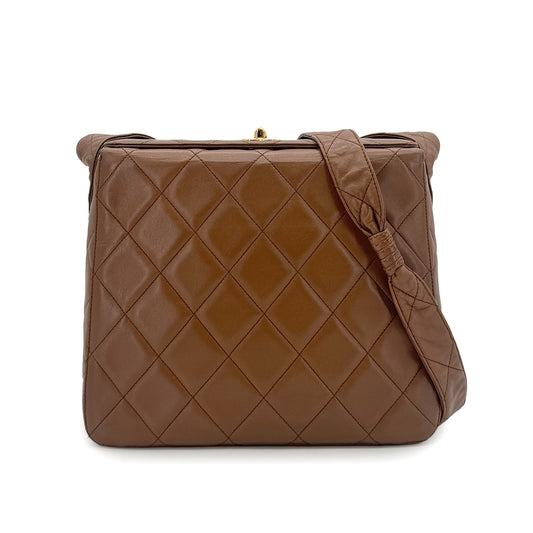 CHANEL VINTAGE SHOULDER BAG BROWN LAMB SKIN 90199511