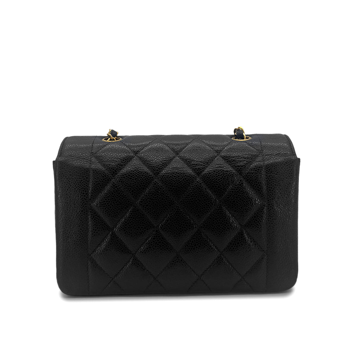 CHANEL VINTAGE DIANA SMALL CHAIN SHOULDER BAG BLACK CAVIAR SKIN 90201171