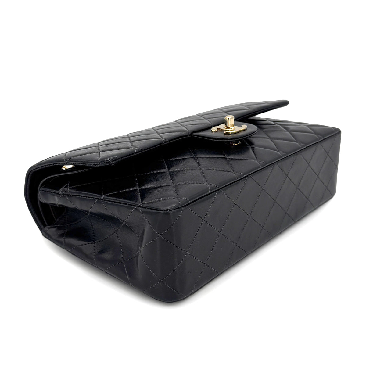 CHANEL VINTAGE CLASSIC FLAP MEDIUM CHAIN SHOULDER BAG BLACK LAMB SKIN 90204386
