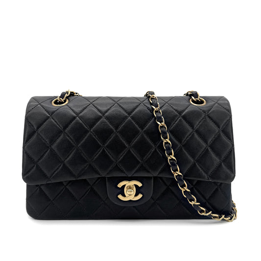 CHANEL VINTAGE CLASSIC FLAP MEDIUM CHAIN SHOULDER BAG BLACK LAMB SKIN 90207743