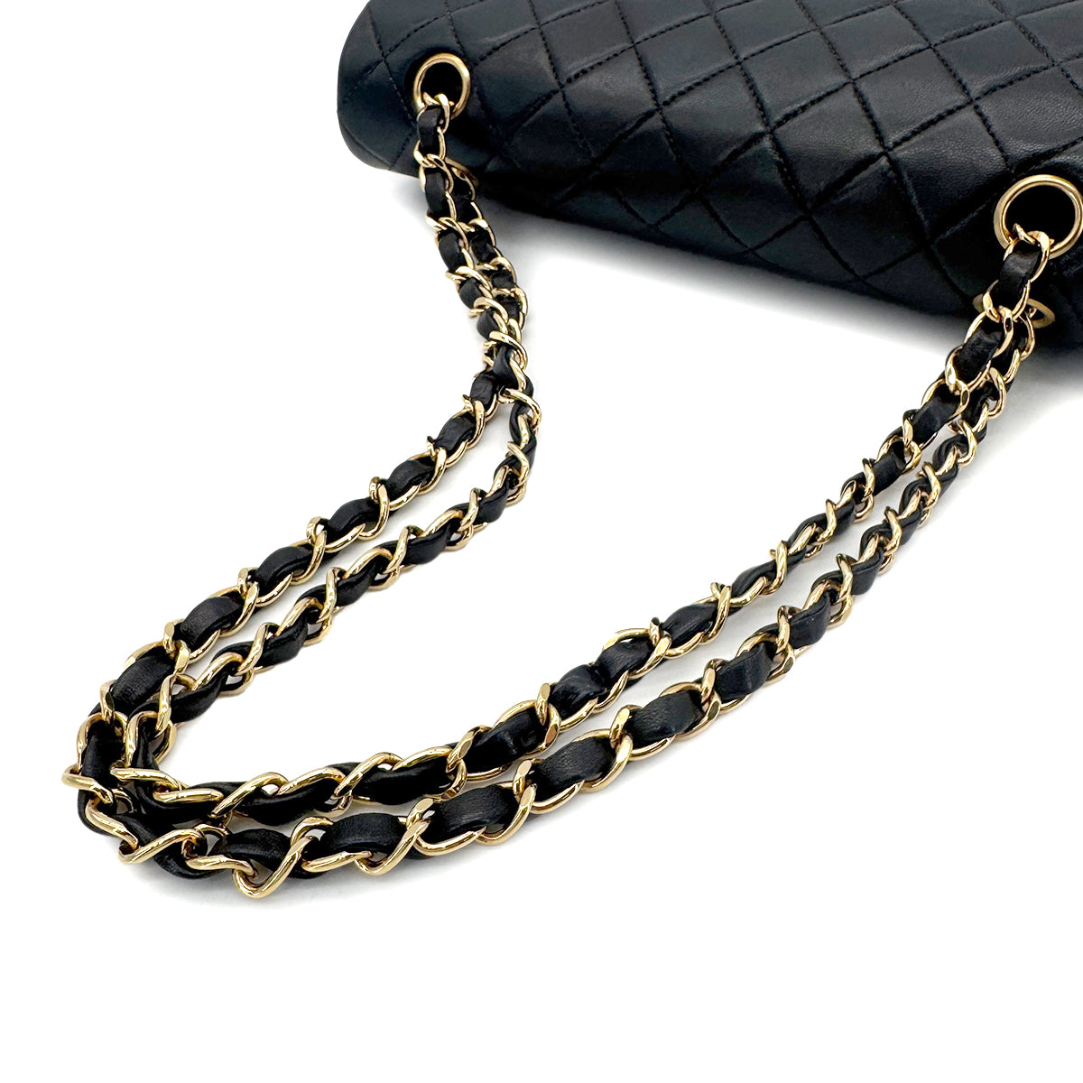 CHANEL VINTAGE CLASSIC FLAP MEDIUM CHAIN SHOULDER BAG BLACK LAMB SKIN 90207743