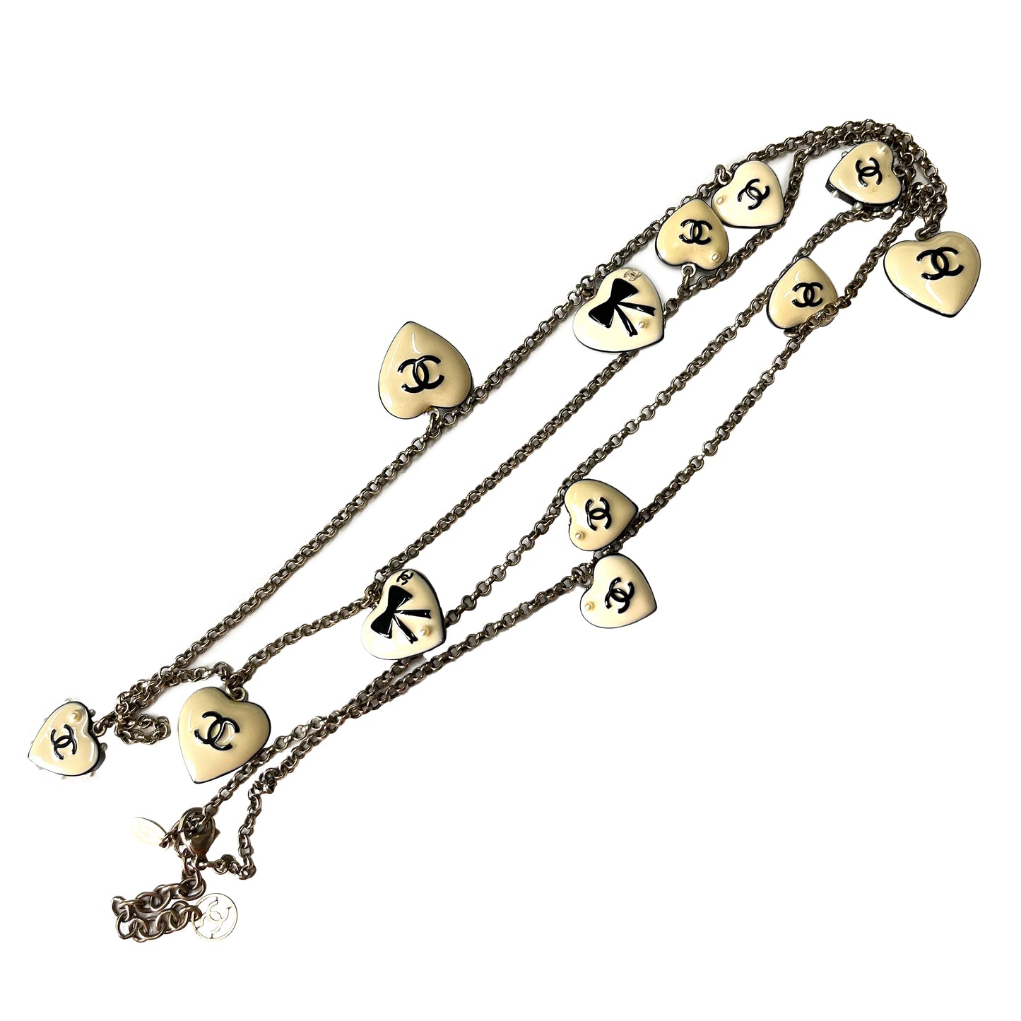 CHANEL VINTAGE NECKLACE HEART MOTIF CAMELLIA ACCESSORY 06P 90208979
