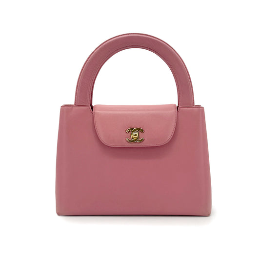 CHANEL VINTAGE KELLY TYPE HAND BAG PINK LAMB SKIN 90211254