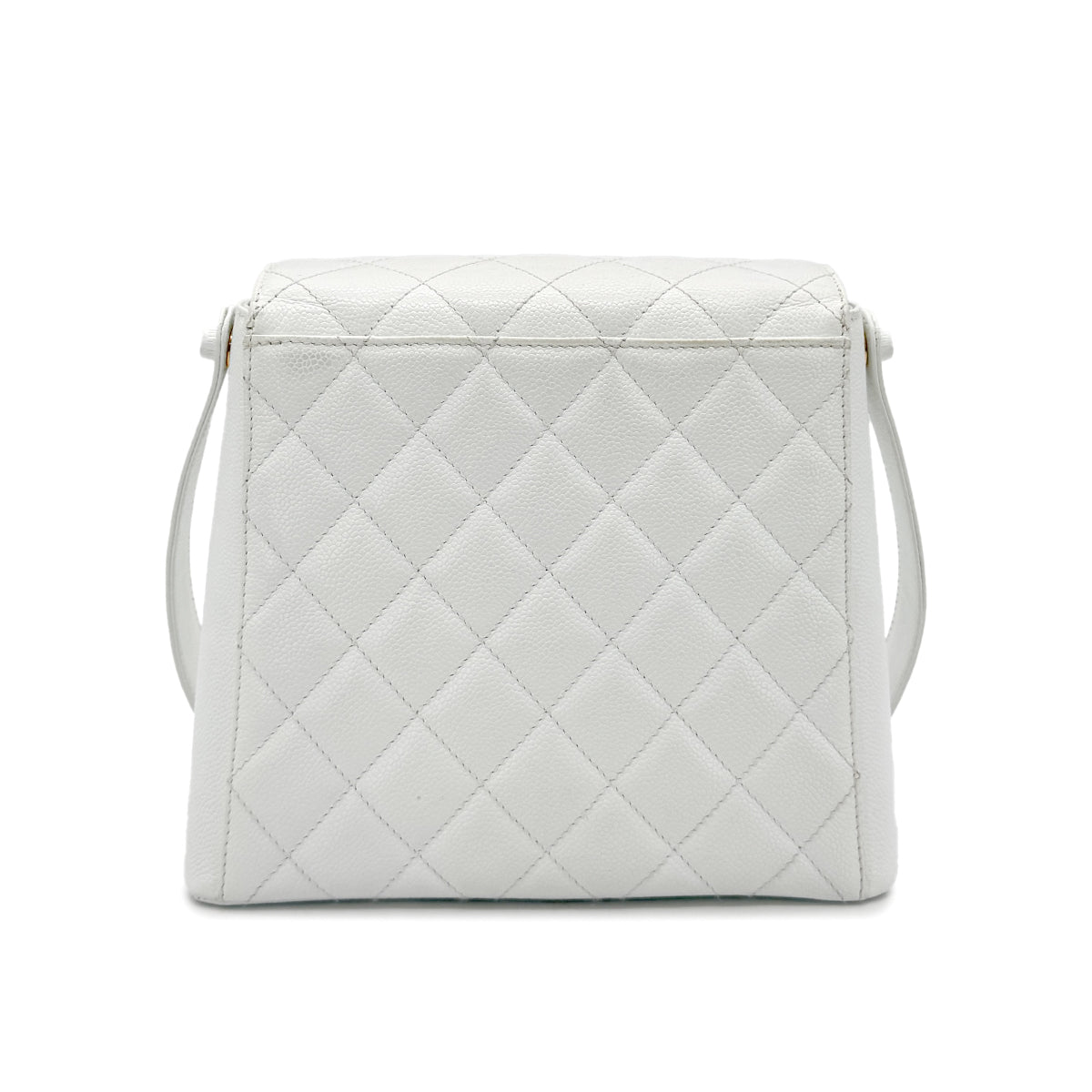CHANEL VINTAGE ONE SHOULDER BAG WHITE CAVIAR SKIN 90211269