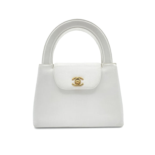 CHANEL VINTAGE MINI HAND BAG WHITE CAVIAR SKIN 90213703