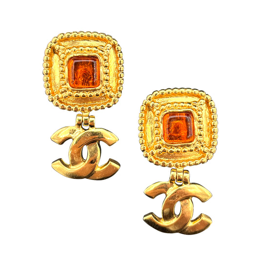 CHANEL VINTAGE EARRINGS COCOMARK COLOR STONE ACCESSORY 96A 90214972