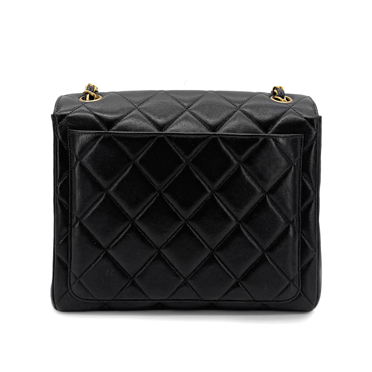 CHANEL VINTAGE MATELASSE CHAIN SHOULDER BAG BLACK LAMB SKIN 90215296