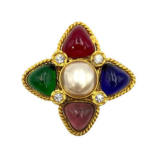 CHANEL VINTAGE BROOCH COLOR STONE RHINESTONE ACCESSORY 2/3 90215588