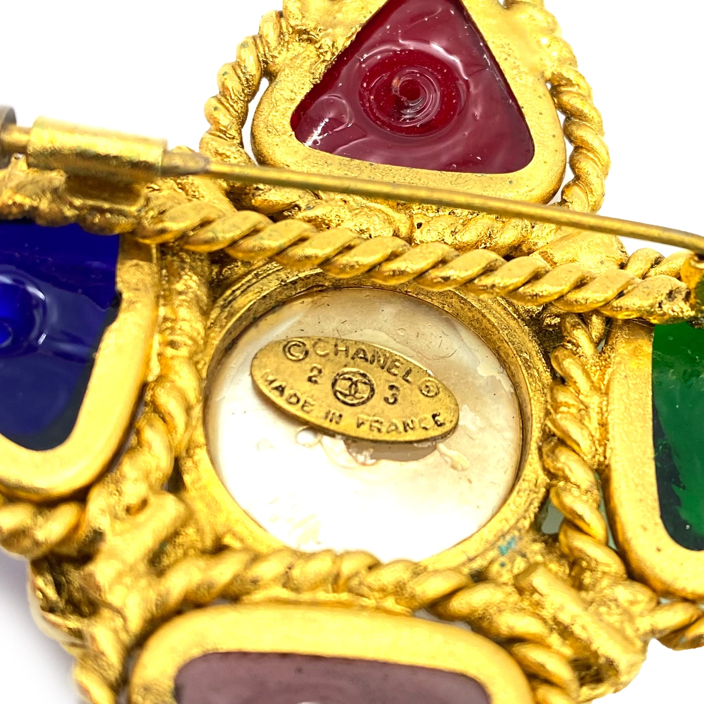 CHANEL VINTAGE BROOCH COLOR STONE RHINESTONE ACCESSORY 2/3 90215588
