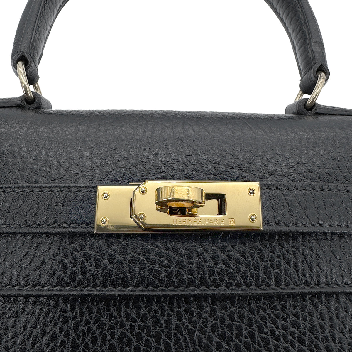 HERMES MINI KELLY 20 SELLER BLACK ARDENNES HAND SHOULDER BAG 〇U 90216546