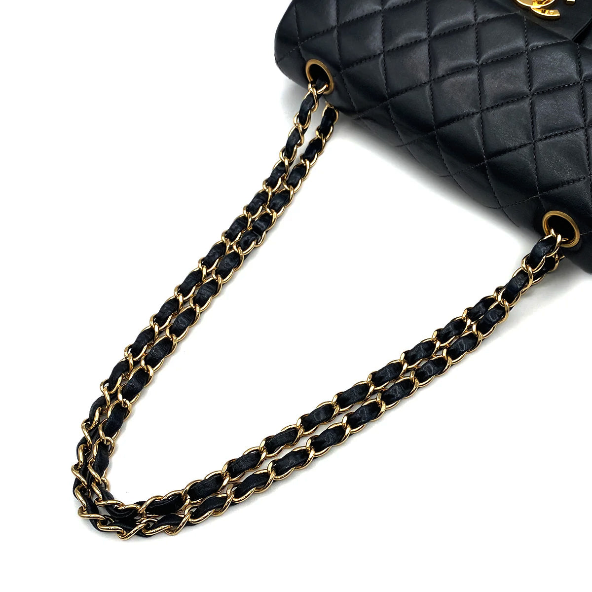 CHANEL VINTAGE CLASSIC FLAP SMALL CHAIN SHOULDER BAG BLACK LAMB SKIN 90216577
