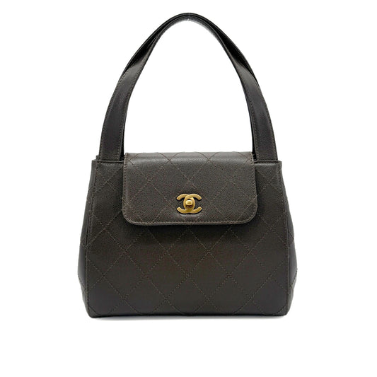 CHANEL VINTAGE HAND BAG KHAKI CAVIAR SKIN 90220259