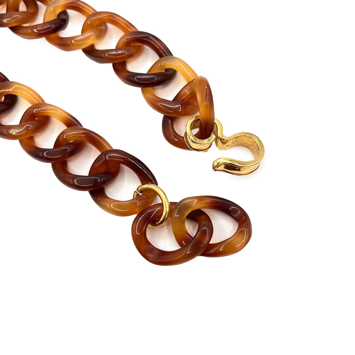 CHANEL VINTAGE NECKLACE TORTOISESHELL CLOVER MOTIF COCOMARK ACCESSORY 95P 90222516