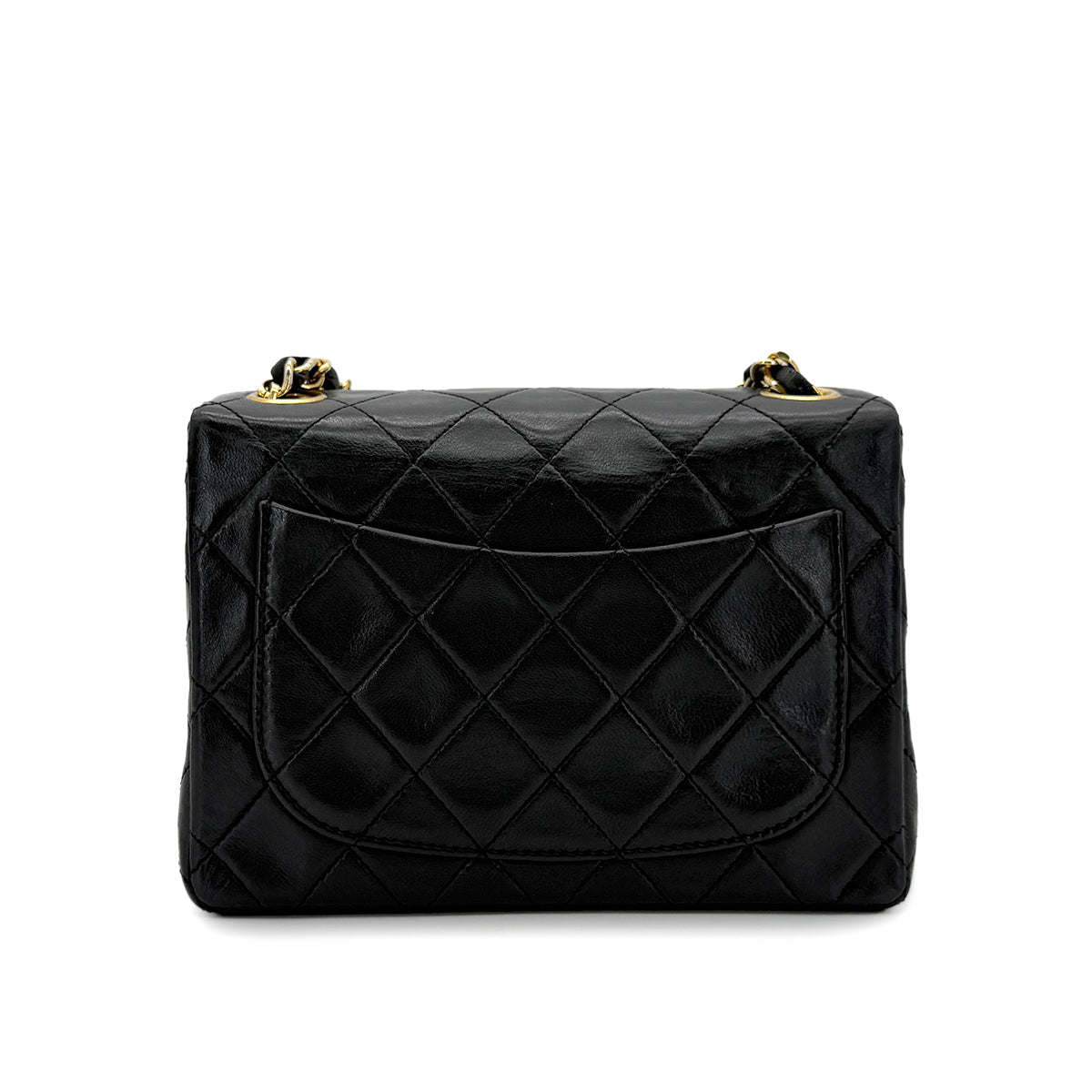 CHANEL VINTAGE MINI SQUARE 17 CHAIN SHOULDER BAG BLACK LAMB SKIN 90223260