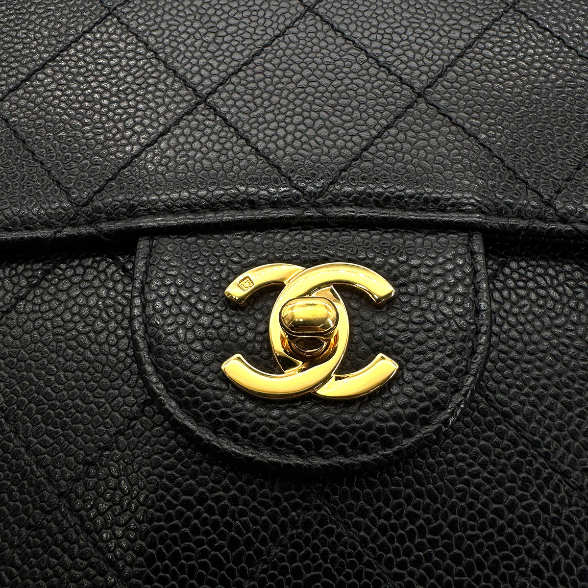 CHANEL VINTAGE CHAIN SHOULDER BAG BLACK CAVIAR SKIN 90223264