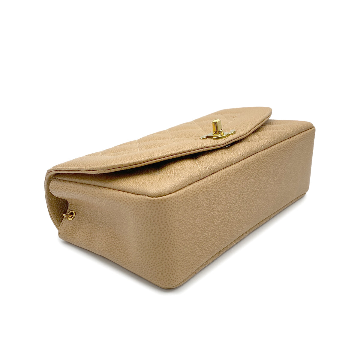CHANEL VINTAGE DIANA SMALL CHAIN SHOULDER BAG BEIGE CAIVAR SKIN 90223306