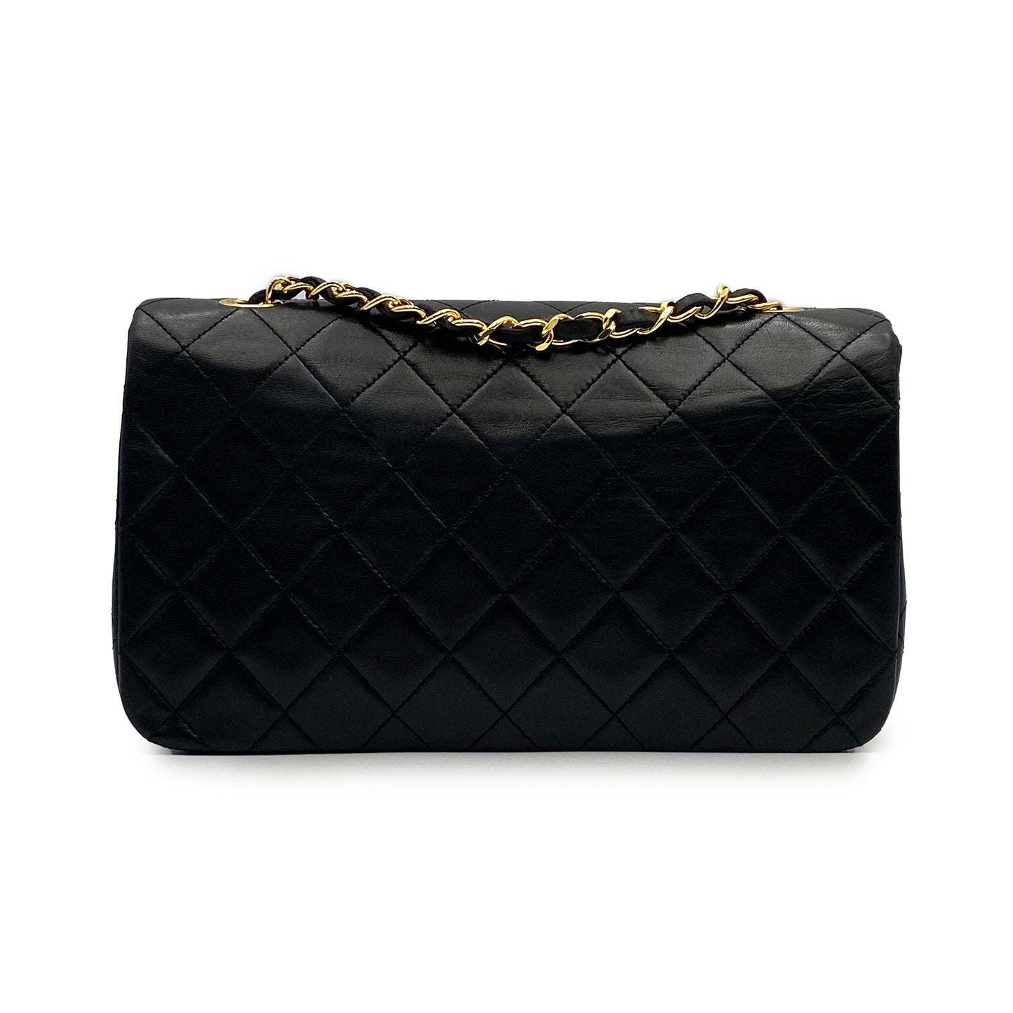 CHANEL VINTAGE FULL FLAP CHAIN SHOULDER BAG BLACK LAMB SKIN 90225670