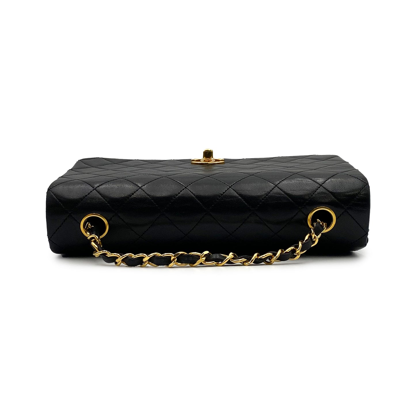CHANEL VINTAGE FULL FLAP CHAIN SHOULDER BAG BLACK LAMB SKIN 90225670
