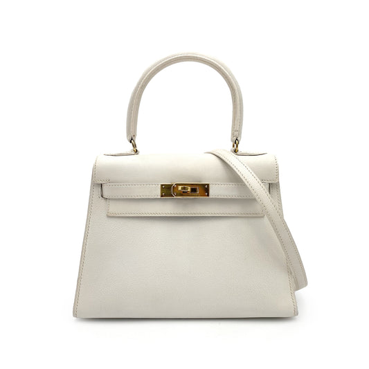 HERMES MINI KELLY 20 WHITE GRAINE HAND SHOULDER BAG 〇O 90227517